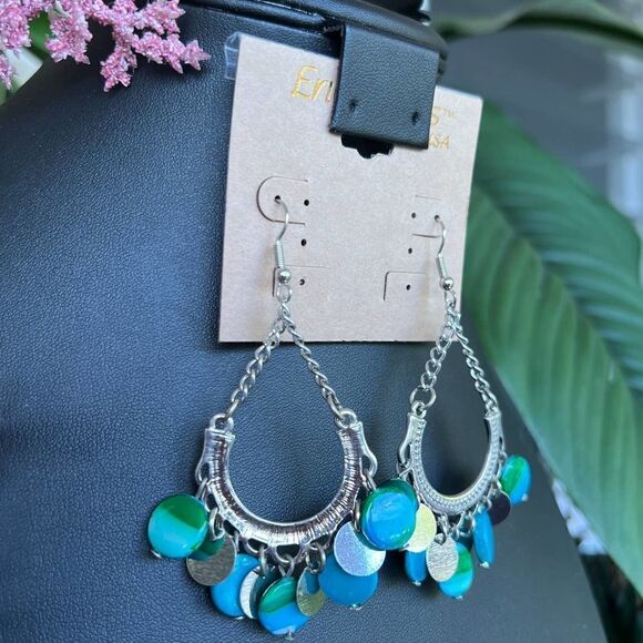 Silver/Blue Green Dangle Erica Lyons Fashion Earrings $16ea / 3 for $25 - Picture 7 of 9